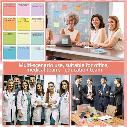 Yinder 24 Pcs Team Sticky Notes Team Appreciation Gifts Bulk Employee Coworker Inspirational Sticky Notes Pad Appreciation Gifts for Teacher Nurse Office Supplies 3 x 3''(Elegant Color,Appreciation)