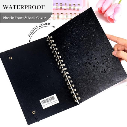 Yoment Spiral Notebook College Ruled A5 Spiral Bound Journal 160 Pages Thick Paper Plastic Hardcover Spiral Notebook 5x7 Wire Bound Notebooks for Note Taking School Office Supplies,Black