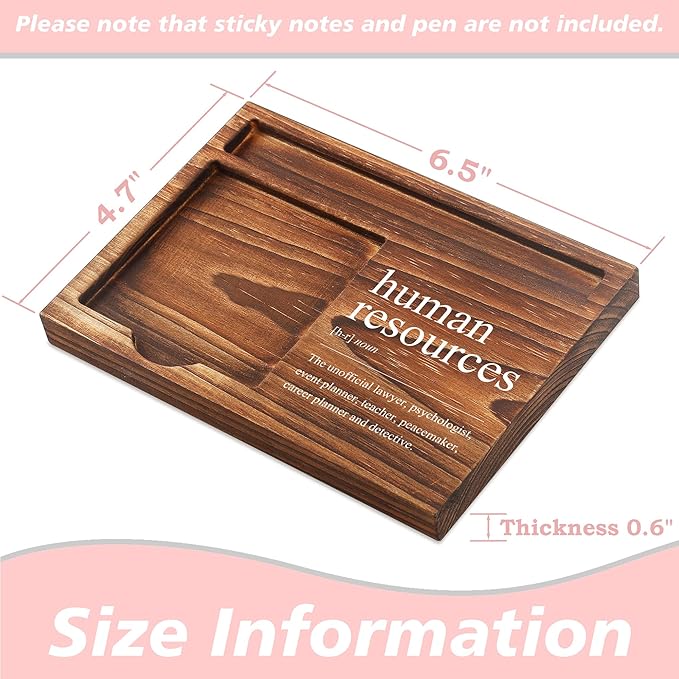 Human Resources Sticky Note Holder Wooden Notepad & Pen Holder 6.5" x 4.7" Sticky Note Pad Holder Dispenser for Desk HR Definition Work Gifts, NPA190