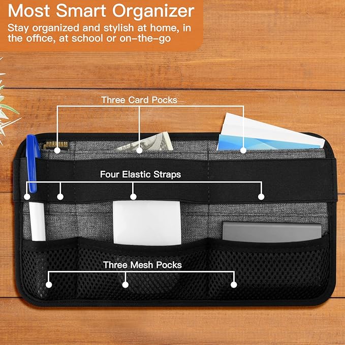 Laptop Tech Organizer, Portable Office Organizer, Travel Cable Organizer, Electronics Organizer Attachable to Laptop for Holding Laptop Mouse, Power Bank, USB Adapter, Charger, Cellphone - GRAY