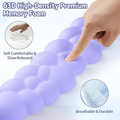 Cloud Wrist Rest Keyboard, Cloud Palm Rest Set with PU Leather Memory Foam, Cute Keyboard Rest for Wrist Support and Arm Rest, Desk Cloud Wrist Pad for PC/Gaming/Hand Cushion/Computer-Purple