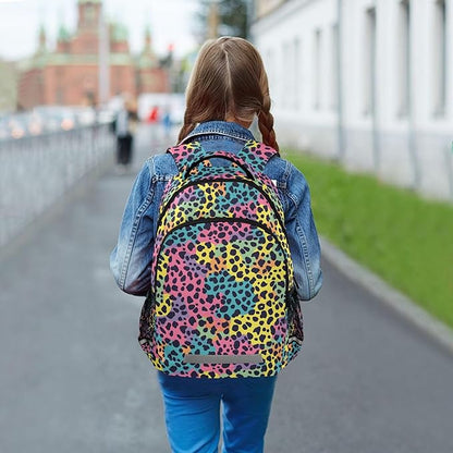 MNSRUU Laptop Backpack with Chest Strap, Leopard School Backpack, Travel Hiking Backpack for Boys Girls Teen Adult, Rucksack, Knapsack