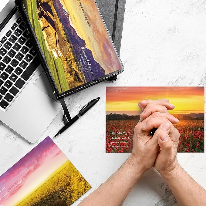 100 Pack Religious Thinking of You Cards Bulk Set with Envelopes Stickers 10 Floral Landscape Designs Assort Christian Thinking of You with Greeting Card Scripture Inspirational Blessing 4 x 6