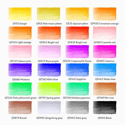 Watercolor Pens Set, 24-Color Dual Tip Paint Markers, Water-Based Coloring Markers with 1 Aquapen, 1 Colorless Blender, and 12-Page Pad, Art Supplies for Artists & Beginners