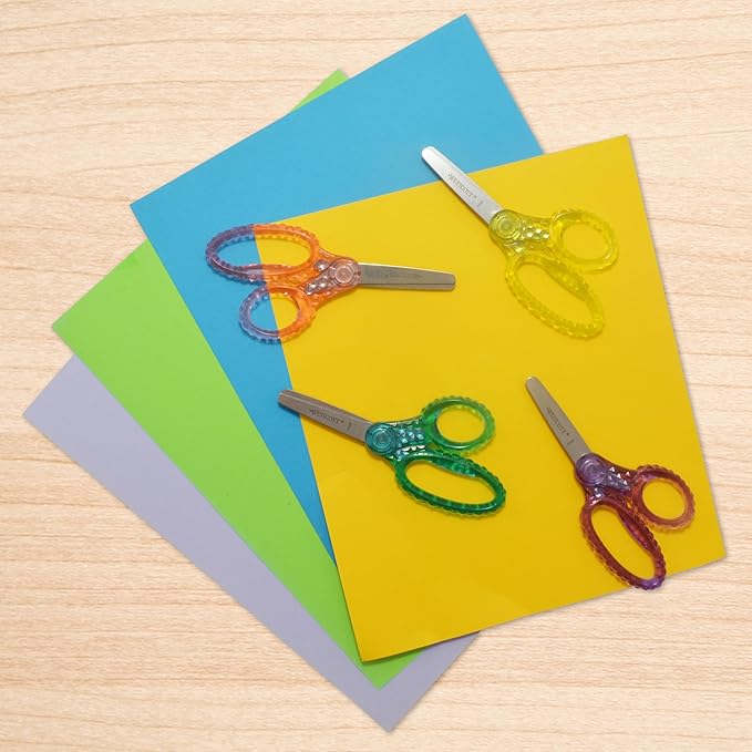 Westcott 5" GEM Crystal-Design Safety Scissors 12pk, Blunt-Tip for Kids Aged 4-7 - Scissors for School, Craft, Home, DIY, Classroom - Assorted Colors