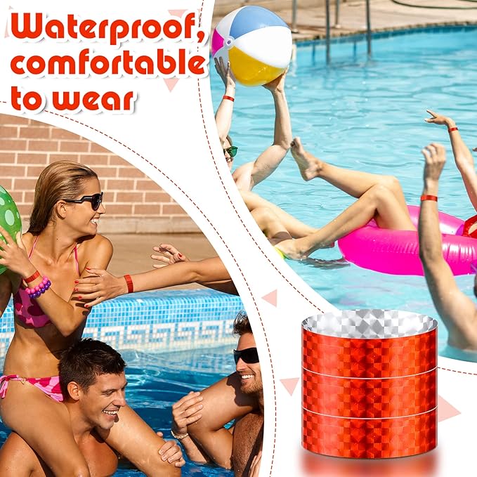 Epakh 600 Pcs Paper Wristbands Neon Wrist Bands Waterproof Handbands for Events Lightweight Concert Wristbands Neon Colored Adhesive Wrist Band for Party