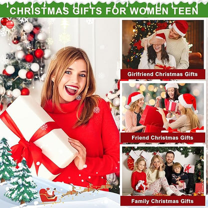 YOOLIFE Christmas Gifts for Women - Initial Canvas Tote Bag & Makeup Bag, Birthday Gifts for Women Mom Teacher Friend Sister