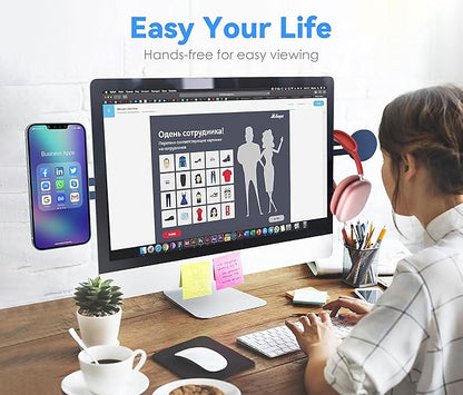 CloudValley Magnetic Phone Holder for Laptop Designed for iPhone 16/15/14/13/12 MagSafe, Adjustable Phone Monitor Side Mount, Slim Portable Foldable Computer Expansion Bracket, Navy Blue…