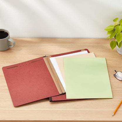 Amazon Basics Classification Folder- 100% Recycled, 1 Divider, 2" Embedded, 10 Count per Box, 12.09 x 10.63 inch (Letter), Red