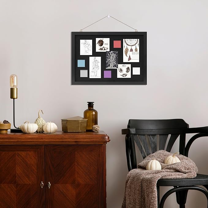 Cork Board with Linen Black 2Pack,Bulletin Board 17"x12", Corkboards for Office Home School Message Board or Vision Board Decoration.