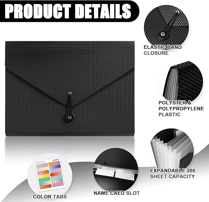 Nicecho Expanding File Folder, 7 Pockets Accordion File Organizer, A4 Letter Size Paper Document Receipt Organizer Accordian Filing Folder for Classroom, Home, Office and Travel