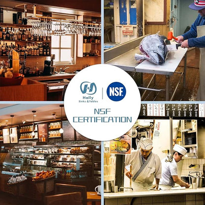 HALLY Stainless Steel Table for Prep & Work 24 x 36 Inches, NSF Commercial Heavy Duty Table with Undershelf and Galvanized Legs for Restaurant, Home and Hotel