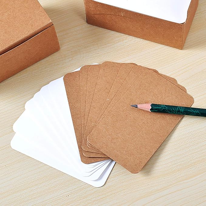 VANRA 300 Small Blank Cards 3.5x2 inches Color Cardstock Study Flash Cards Index Cards, Unruled with Rounded Corners (Assorted colors, 300/Pack)