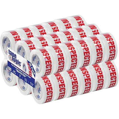 Aviditi Tape Logic 2 Inch x 110 Yard 2.2 Mil Red/White, Heavy Duty Packing Tape, "Inspected" 36 Pack, Perfect for Packing, Shipping, Moving, Home and Office