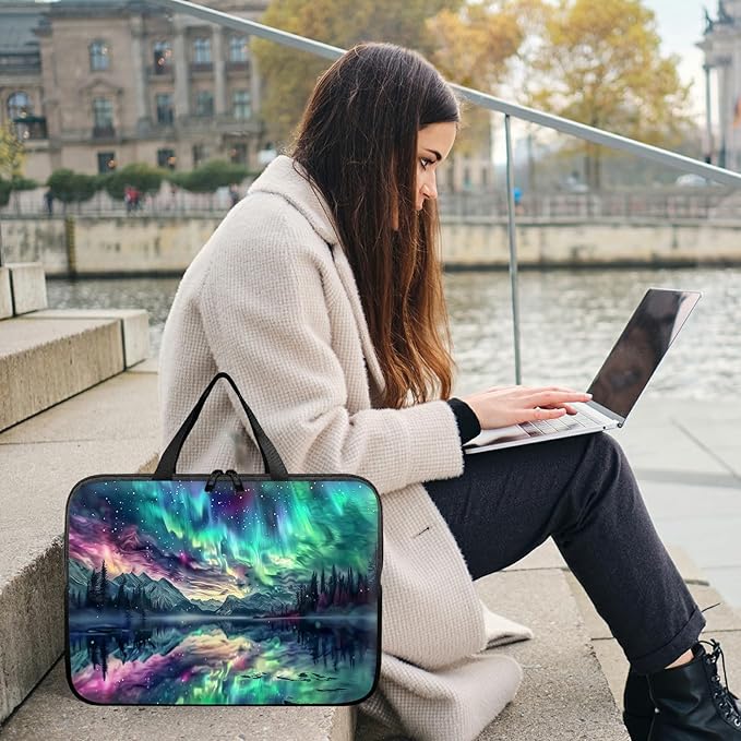 Universal Tablet Laptop Sleeve Case 10 inch, Aurora Landscape Slim Carrying Case Durable Handbag Travel Laptop Bag for 7 to 10-inch Laptops/Notebook/Kids Tablet/ipad/eBook Readers