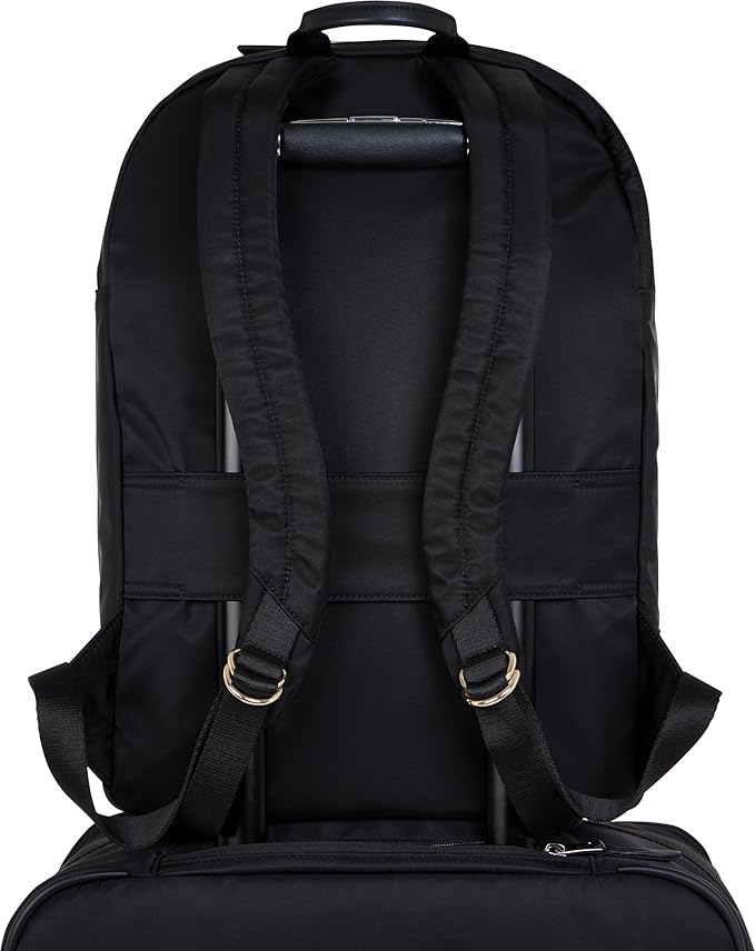 KNOMO Beaufort 15.6" Laptop Backpack Work Bag Purse for Women Large Travel Rucksack with Golden Zip, Black