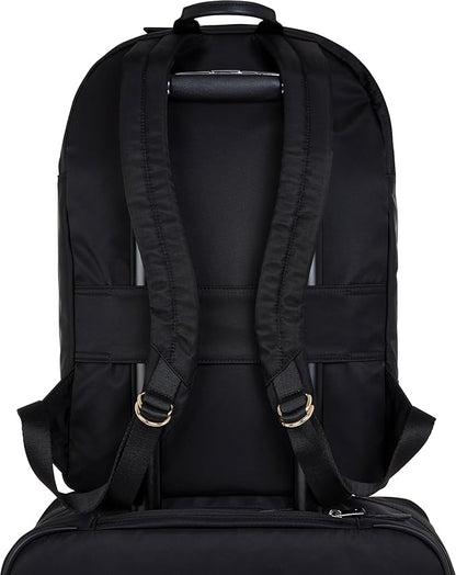 KNOMO Beaufort 15.6" Laptop Backpack Work Bag Purse for Women Large Travel Rucksack with Golden Zip, Black