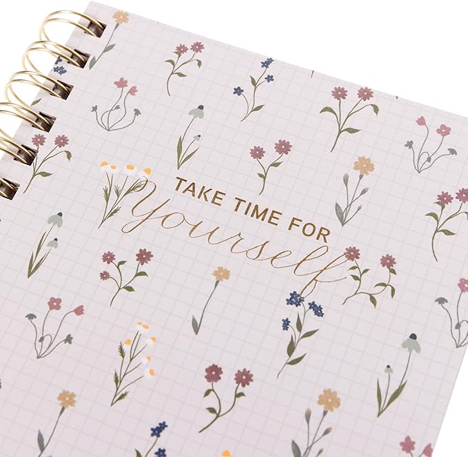 Graphique Hardbound Spiral Journal | Dainty Floral Design | Premium Paper | Notebook | Diary | Lists | Record Month and Date | Great Gift | 160 Ruled Pages | 6.25” x 8.25”