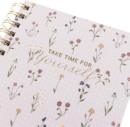 Graphique Hardbound Spiral Journal | Dainty Floral Design | Premium Paper | Notebook | Diary | Lists | Record Month and Date | Great Gift | 160 Ruled Pages | 6.25” x 8.25”