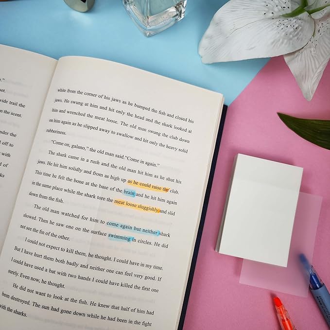 Transparent Sticky Notes 500 Sheets, 2 x 3 in Clear Sticky Notes, See Through Invisible Translucent Sticky Notes Waterproof Self-Stick Note Pads for School, Office (10 Packs)