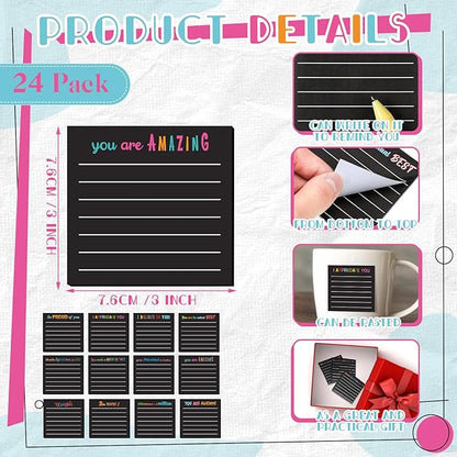 Yinder 24 Pcs Inspirational Sticky Notes with Lines Cute Motivational Sticky Notes Pad Employee Appreciation Gifts Bulk for Teacher Nurse Coworkers Office Supplies 3 x 3''(Black,Appreciation)