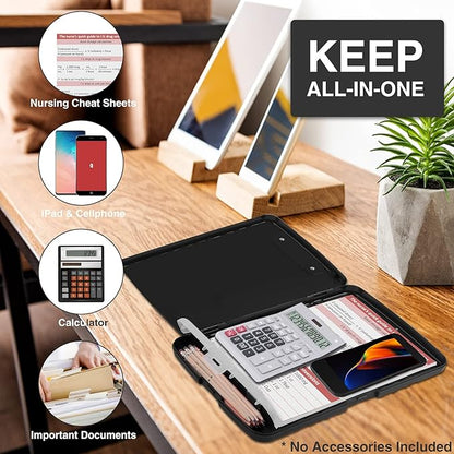 Sooez Clipboard with Storage, High Capacity Nursing Clip Board 8.5 x 11 with Pen Holder & Low Profile Clip, Plastic Clipboards Case Box, Teacher Must Haves School Office Supplies,Letter Size/ A4
