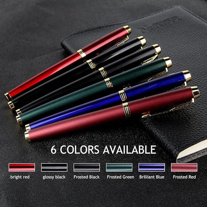 Fountain Pen, luxury pens, Fine point smooth writing pens for journaling fancy pens with Gift Case 10 black ink cartridges an ink converte nice pens writer gifts-Matte Green