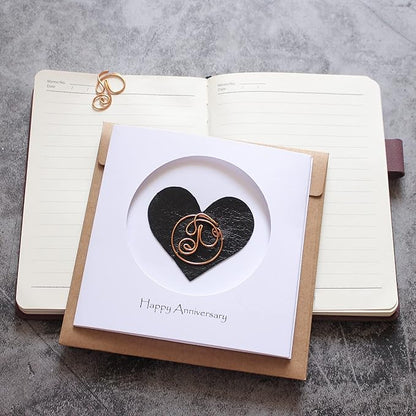 Personalized Initial Copper Card, Copper Initial, Anniversary Card for Her, Couple, Gift for Her (P)