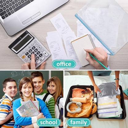 12pcs Mesh Zipper Pouch Bags, A5 Puzzle Bag (12 Colors, 12 Packs) for Organizing, Classroom Must Have Storage Bag, Board Games and Office Supplies