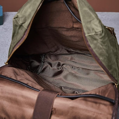 Vintage Waterproof Waxed Canvas Leather Backpack for Men Women 15.6" laptop Travel Rucksack