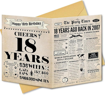 18th Birthday Card, 18th Birthday Decorations for Girls Boys, 18th Birthday Gifts for Son Daughter, Back in 2007 Birthday Card