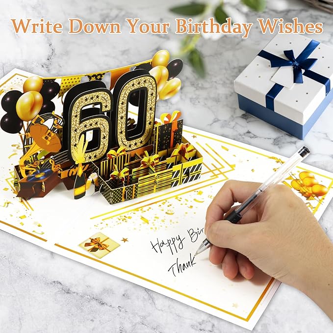 60th Birthday Card for Men Women, 3D Pop Up 60th Birthday Gifts Cards for Him Her, Back In 1965 Funny 60 Year Old Birthday Decorations