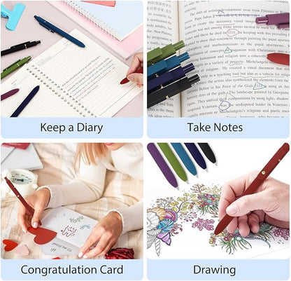 FIOVER Colored Pens, 6 Pack Colorful Gel Pens, Medium Point 0.7mm, Smooth Writing Journaling Supplies Multicolor Ballpoint for Journaling, Drawing, Doodling, and Note Taking(6PCS Vintage Colorful)