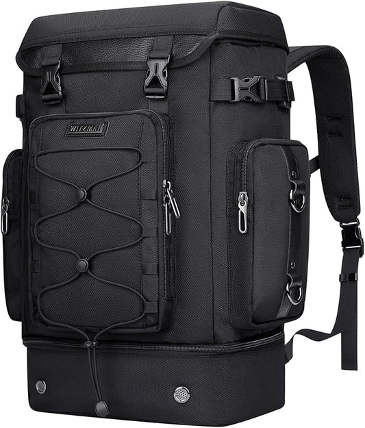 WITZMAN Travel Backpack for Men Women Carry on Bags for Airline Approved Convertible Duffle Luggage Backpack Shoe Compartment（B691 Classic Black）