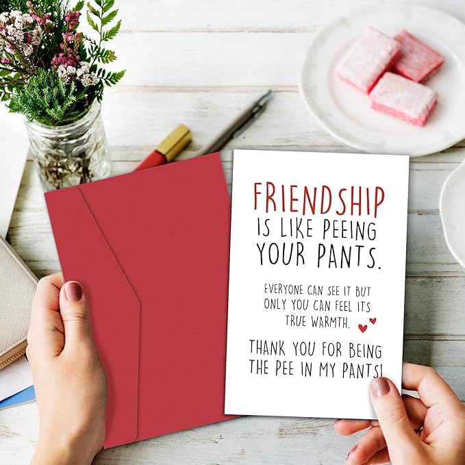 Funny Birthday Card for Best Friend, Bestie Birthday Card, Friendship Thank You Card, Hilarious Friendship Card for Her Him, Friendship is Like Peeing Your Pants