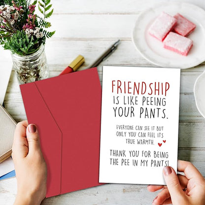 Funny Birthday Card for Best Friend, Bestie Birthday Card, Friendship Thank You Card, Hilarious Friendship Card for Her Him, Friendship is Like Peeing Your Pants
