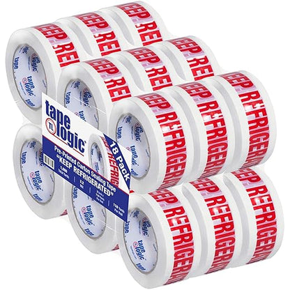 Aviditi Tape Logic 2 Inch x 110 Yard 2.2 Mil Red/White, Heavy Duty Packing Tape, "Keep Refrigerated" 18 Pack, Perfect for Packing, Shipping, Moving, Home and Office