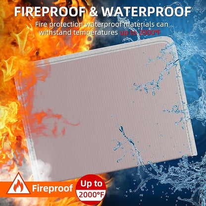 Fireproof Accordion File Organizer, Portable Expanding File Folder with Waterproof Zipper&Labels, Gray Document Organizer with 13 Pockets, File Organizer for Important Document/Paper Storage