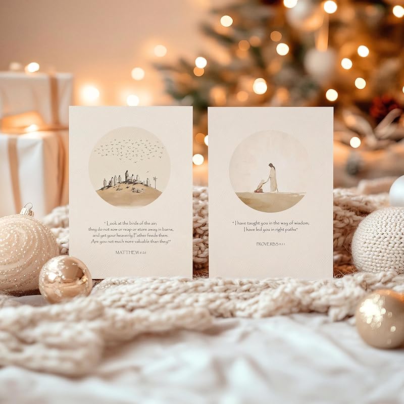 | Set of 7 Scripture Greeting Cards with Envelopes | Scripture Cards, Bible Verse Cards, Jesus Decor & Christian Gifts for Women, Christian Wall Art 5"x7" (7 Days Scripture)