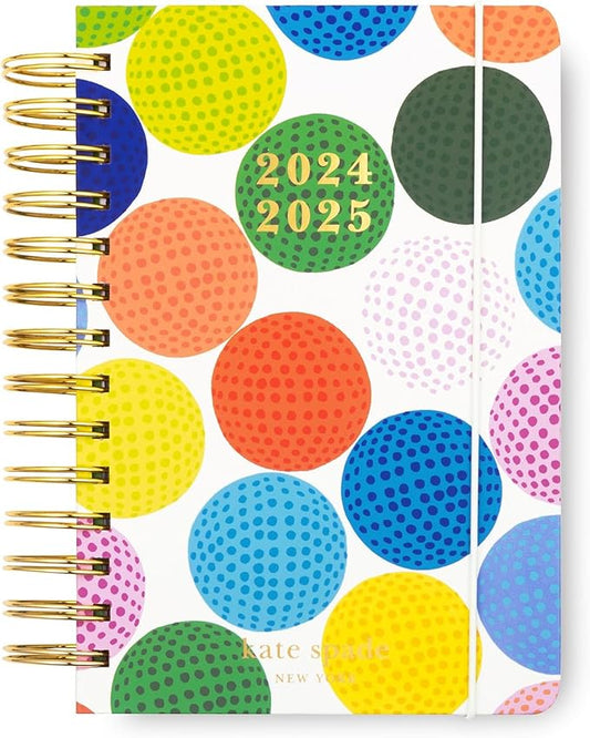 Kate Spade New York Medium Weekly and Monthly Planner August 2024 - December 2025, Hardcover Spiral Agenda, Daily Planner with Monthly Calendar, Stickers, & Pockets (Golf Balls)