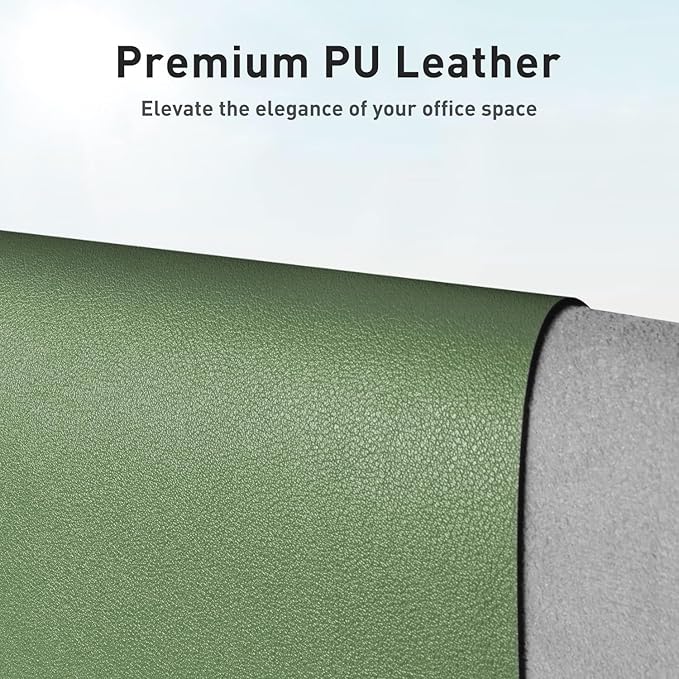 Aothia Leather Desk Pad Protector, Mouse Pad, Office Desk Mat, Non-Slip PU Leather Desk Blotter, Laptop Desk Pad, Waterproof Desk Writing Pad for Office and Home (48"x17", Olive Green)