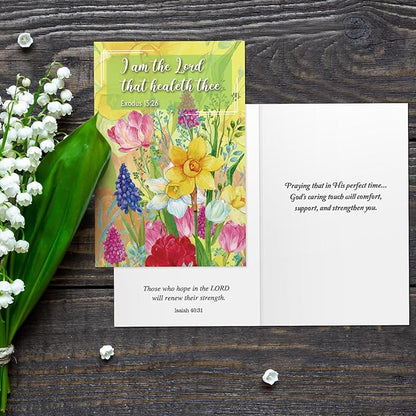 50 Pack Religious Get Well Cards with Scripture Assorted Bible Verse 4 x 6 Inch Affirmation Inspirational Christian Flower of Nature Photography Wishing You Well Greeting Cards with Envelopes