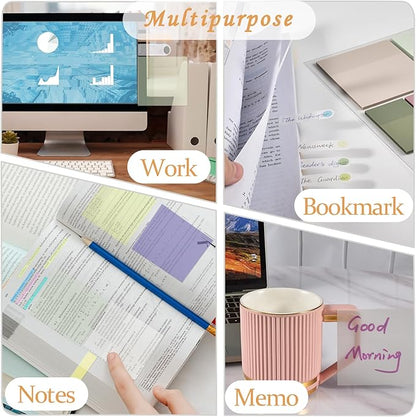BAYTORY 700 Sheets Transparent Sticky Notes with Lined, Clear Waterproof 3 x 3 inch See Through Memo Pad, Self-Adhesive Translucent Writable Index Tabs for Annotating Books, Study Supplies