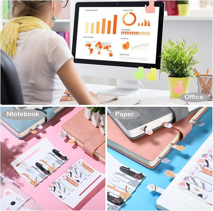 Outus Cat Office Supplies Cute Sticky Notes Paper Clips Gel Ink Pens Cartoon Stickers Party Favor for Cat Lovers Stationery School Office Supplies Desk Accessories(Vivid Style)