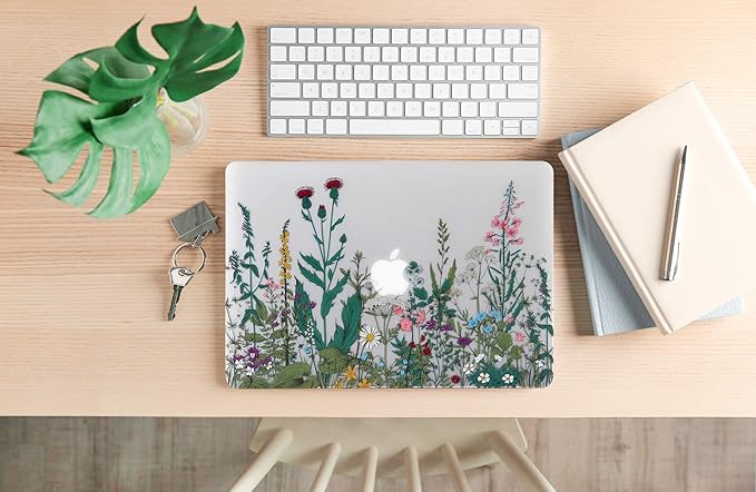 Case for MacBook Pro 13 inch M2 M1 A2338 A2289 A2251 A2159 A1989 A1706 2023-2016 Release with Touch ID, 6 in 1 Matte Clear Shell&Keyboard Cover&Screen Protector&Webcam Cover, Garden Flower