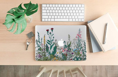 Case for MacBook Air 13.6 inch M3 A3113 M2 A2681 2024 2023 2022 Release with Liquid Display Touch ID, 5 in 1 Plastic Hard Shell&Keyboard Cover&Screen Protector&Webcam Cover, Garden Flower