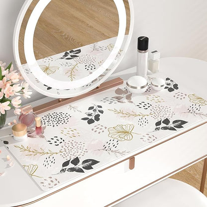 QIYI Large Mouse Pad for Desk, Cute Desk Mat for Desktop, Women Girls Office Décor Desk Accessories, PU Leather Waterproof Gaming Mousepad, Boho Botanical Desk Pad Computer Mat, 31.5" x 15.7"