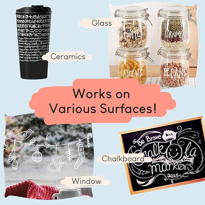 Stationery Island Liquid Chalk Pens White Markers for Blackboards Dry Erase Chalk Marker Pens Wipeable for Chalkboard, Window, Glass, Signs and Mirrors - 3mm Fine Bullet Nibs (White Pack of 4)