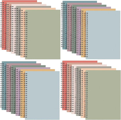 Fuutreo 24 Pcs Spiral Notebook for Work A5 8.3 x 5.7 Inch College Ruled Spiral Journal Notebook Kraft Cover, 12 Color, 60 Sheets, 120 Pages for Office School Supplies(Vintage Color)