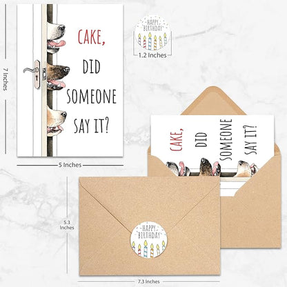Funny Birthday Card for Woman Men, Cute Dog Happy Birthday Card, Humorous Bday Greeting Cards for Animal Lovers, Blank Dog Cards with Envelopes and Stickers, Bday Notes for Friend Teacher